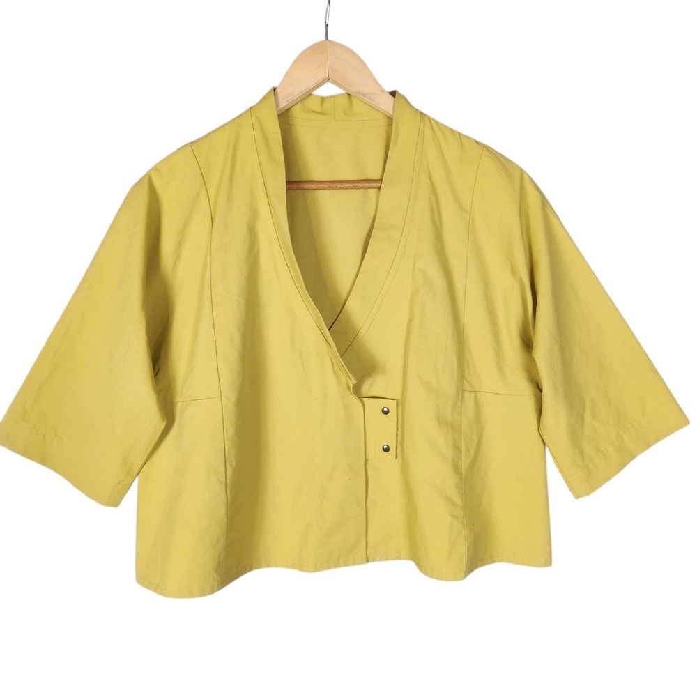 Babette San Francisco Yellow Cropped Jacket‎ Womens XS Lagenlook Art to Wear